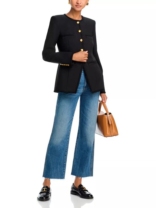 Veronica Beard Jackets & Blazers - Veronica Beard Alessia Collarless Braid Trim Jacket Black Wool Blend Pristine 2